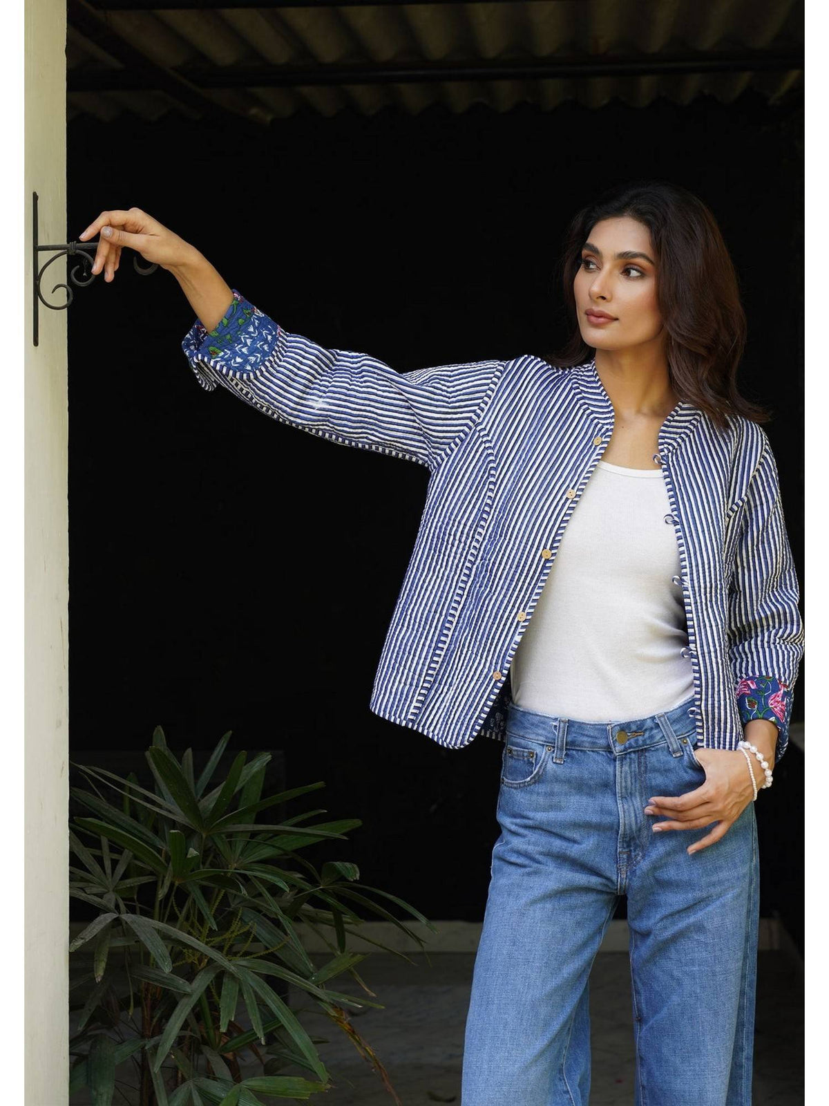 HOC Women Blue Cotton Short Reversible Jacket | JC78 - view 7
