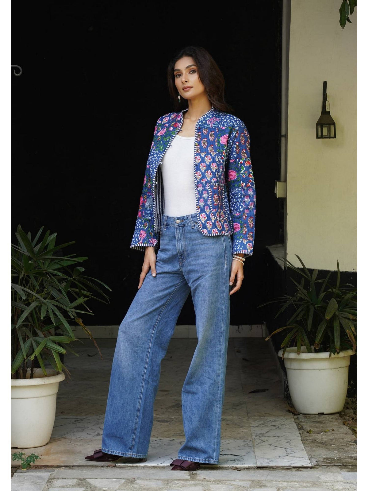 HOC Women Blue Cotton Short Reversible Jacket | JC78 - view 8