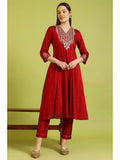 Dark Red Embroidered Anarkali Kurta | FY93 - view 1