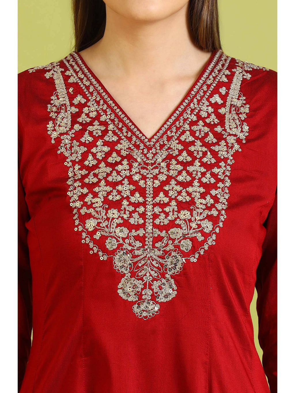 Dark Red Embroidered Anarkali Kurta | FY93 - view 3