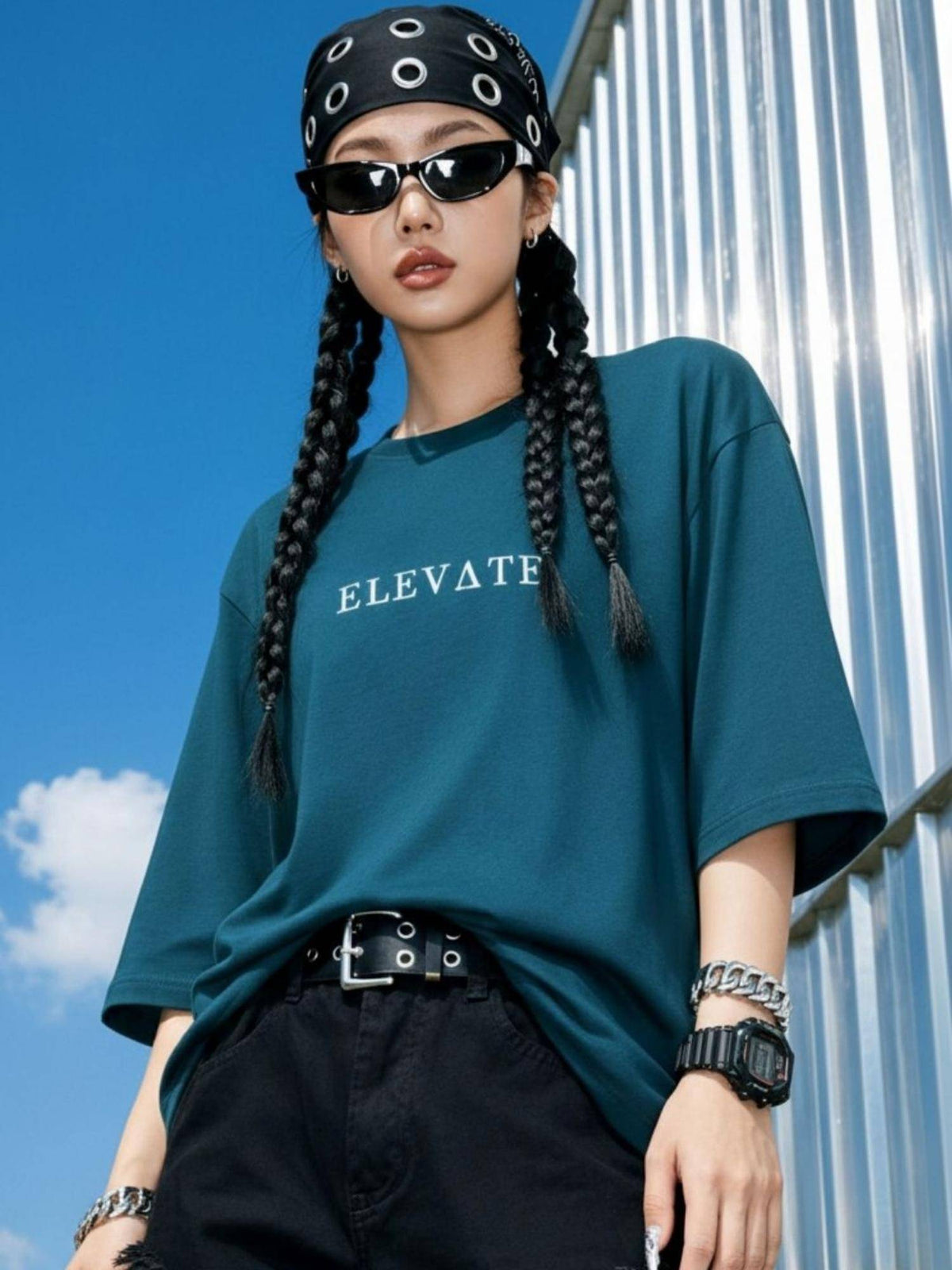 Women Printed Cotton Drop Shoulder Oversized T-shirt | TS56 - view 6