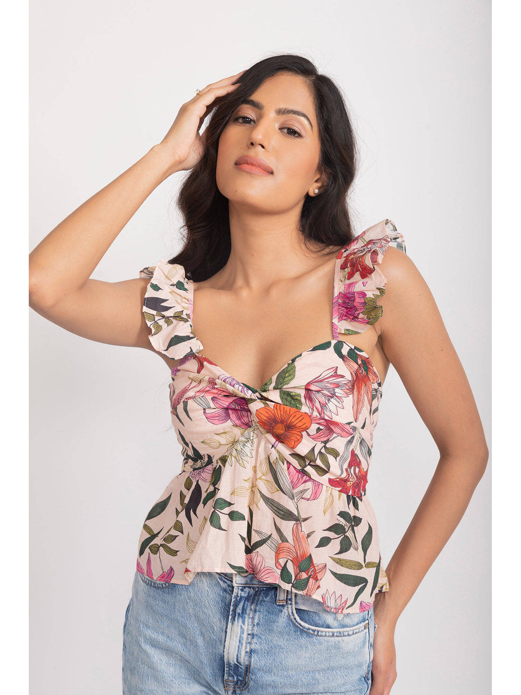 Pink & Multi-Color Poppy Floral Print Top | pt51 - view 6