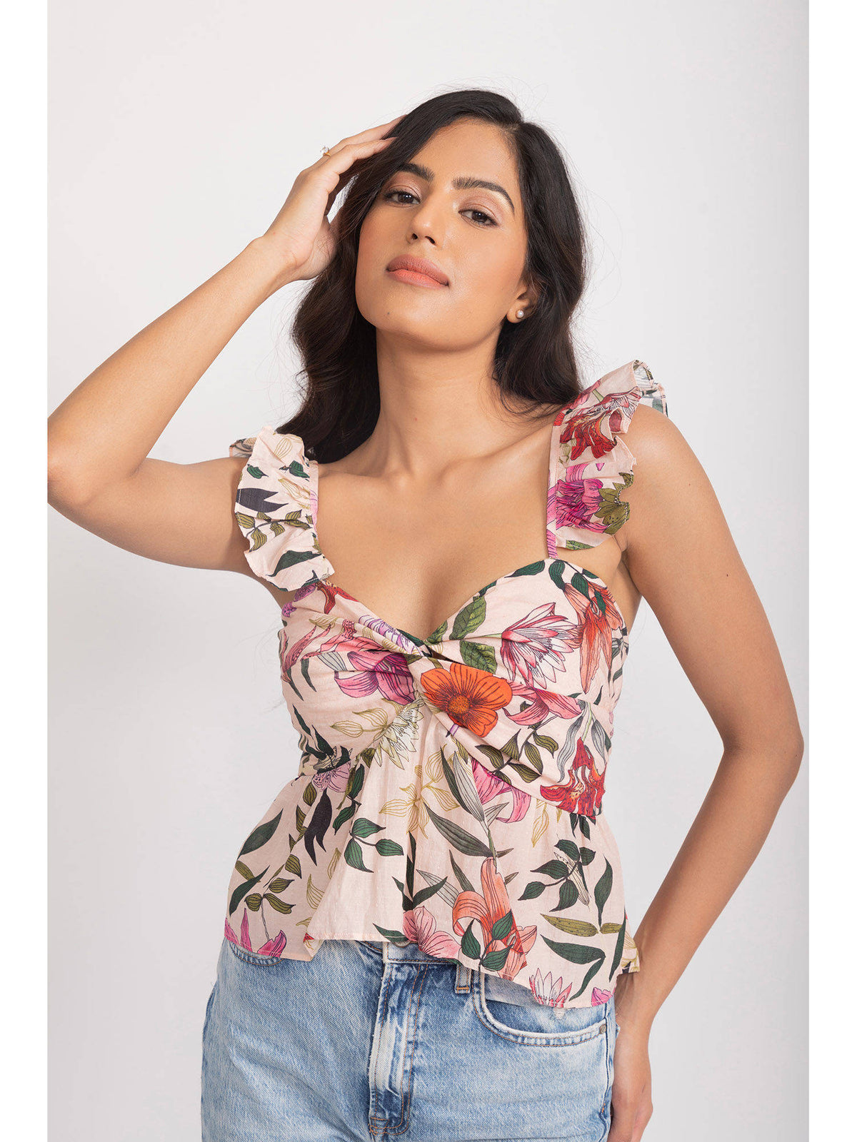Pink & Multi-Color Poppy Floral Print Top | pt51 - view 6