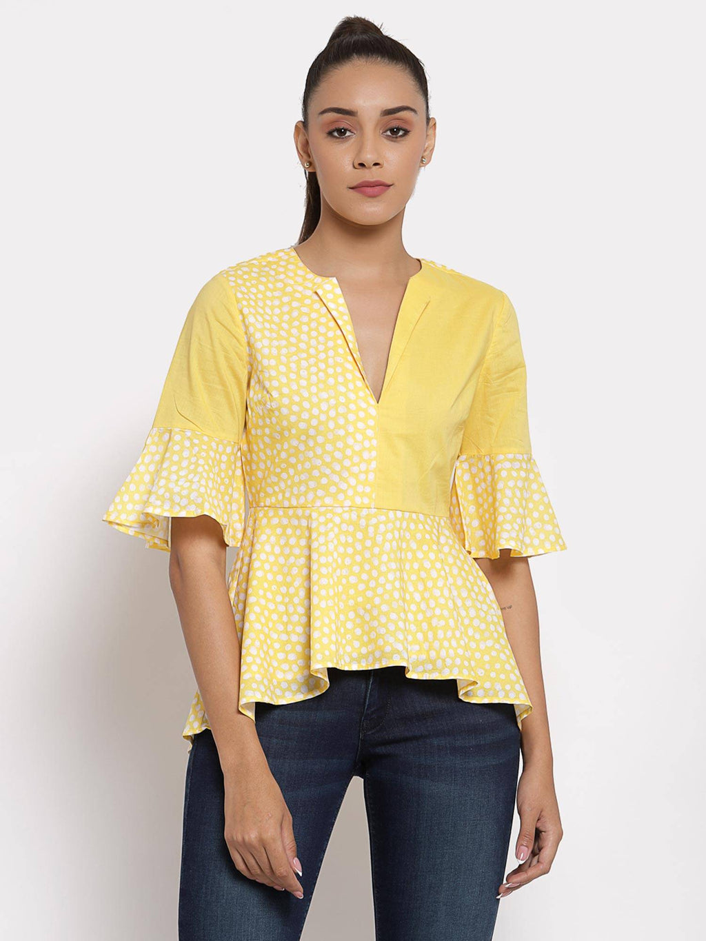 Yellow Mix Print Top | pt51 - view 1