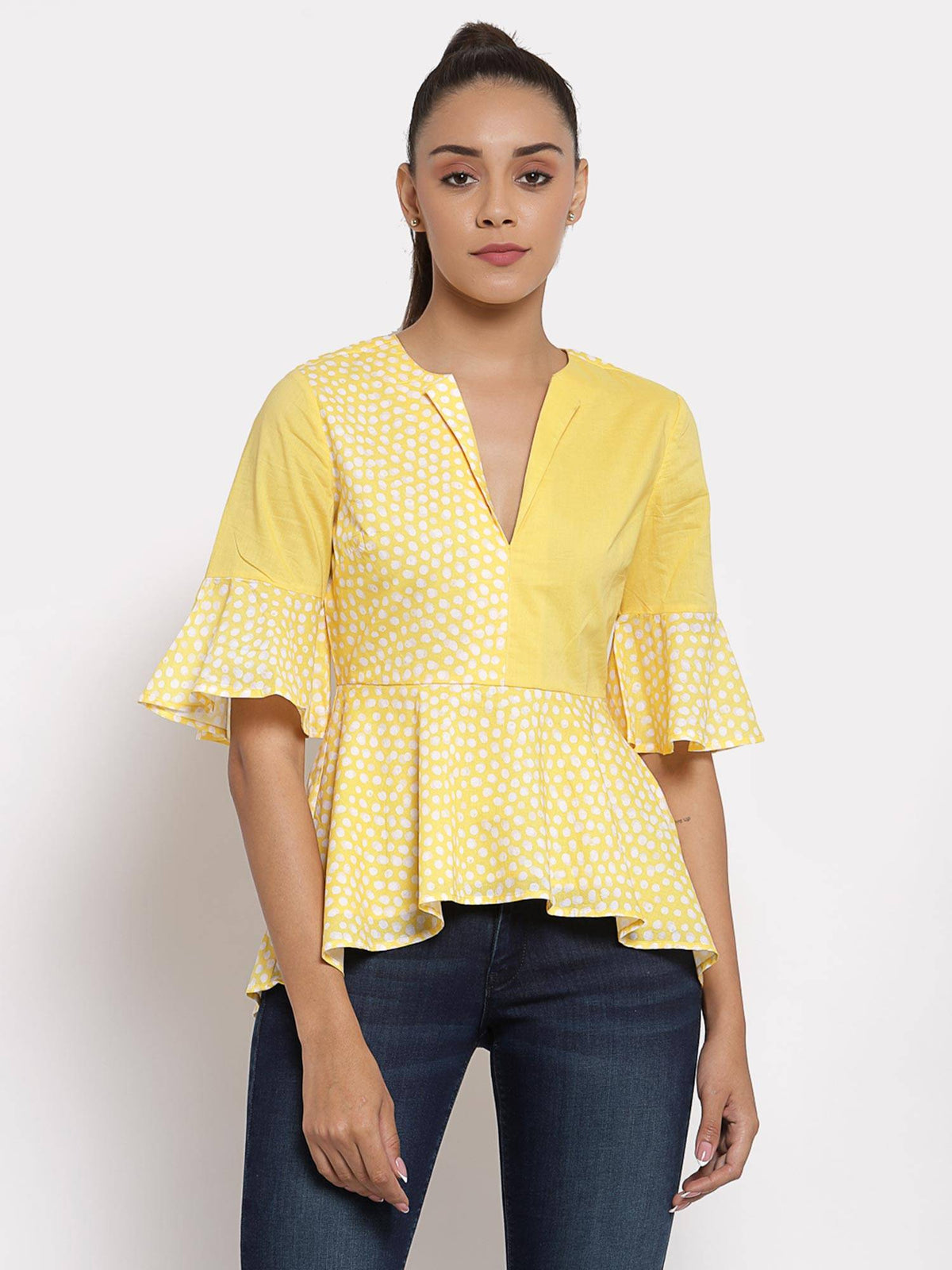 Yellow Mix Print Top | pt51 - view 1