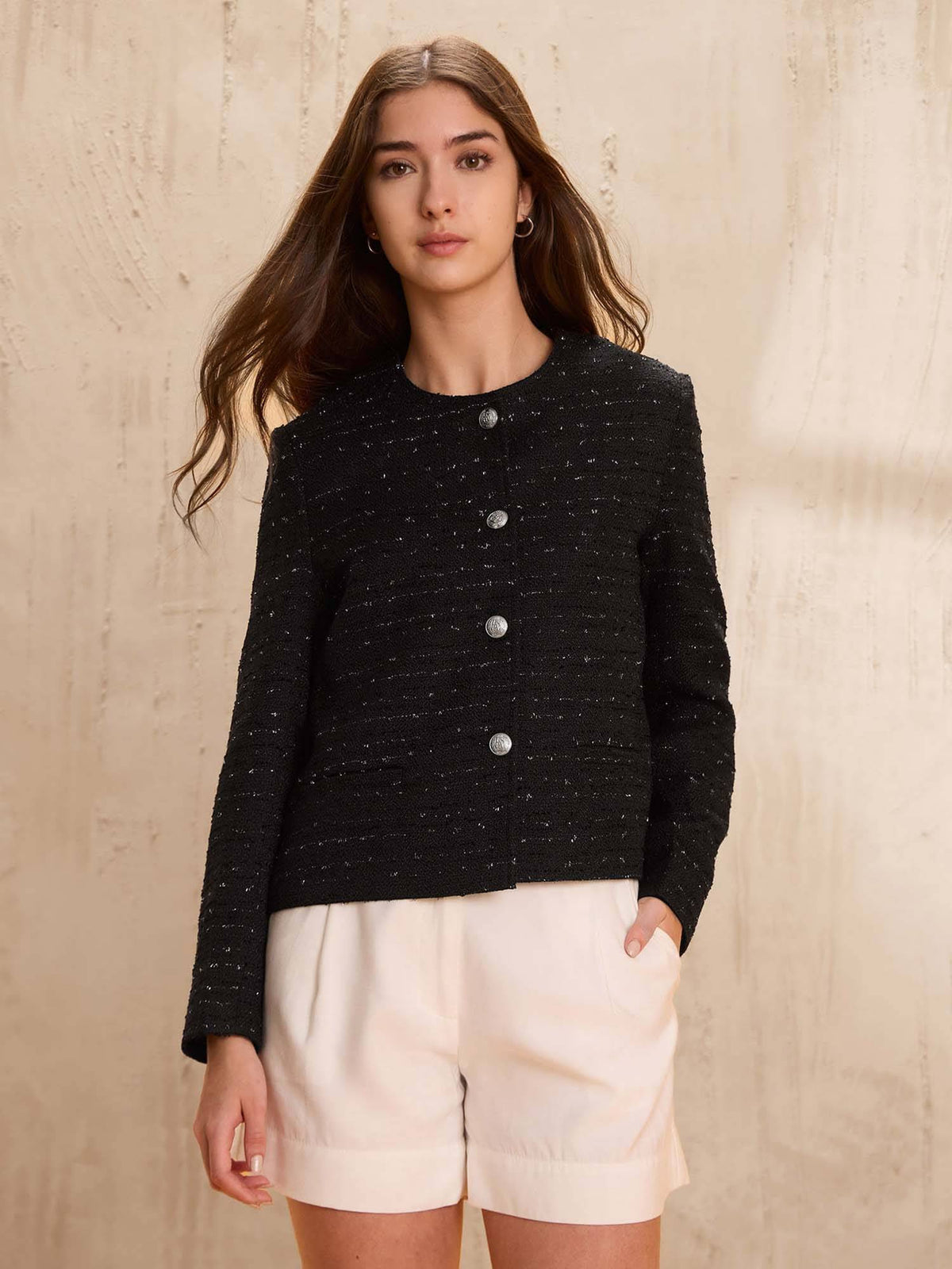 Regular Fit Solid Casual Black Crop Jacket | JC78 - view 6