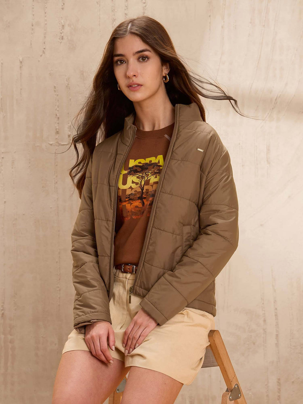 Skinny Fit Solid Padded Brown Puffer Jacket | JC78 - view 6