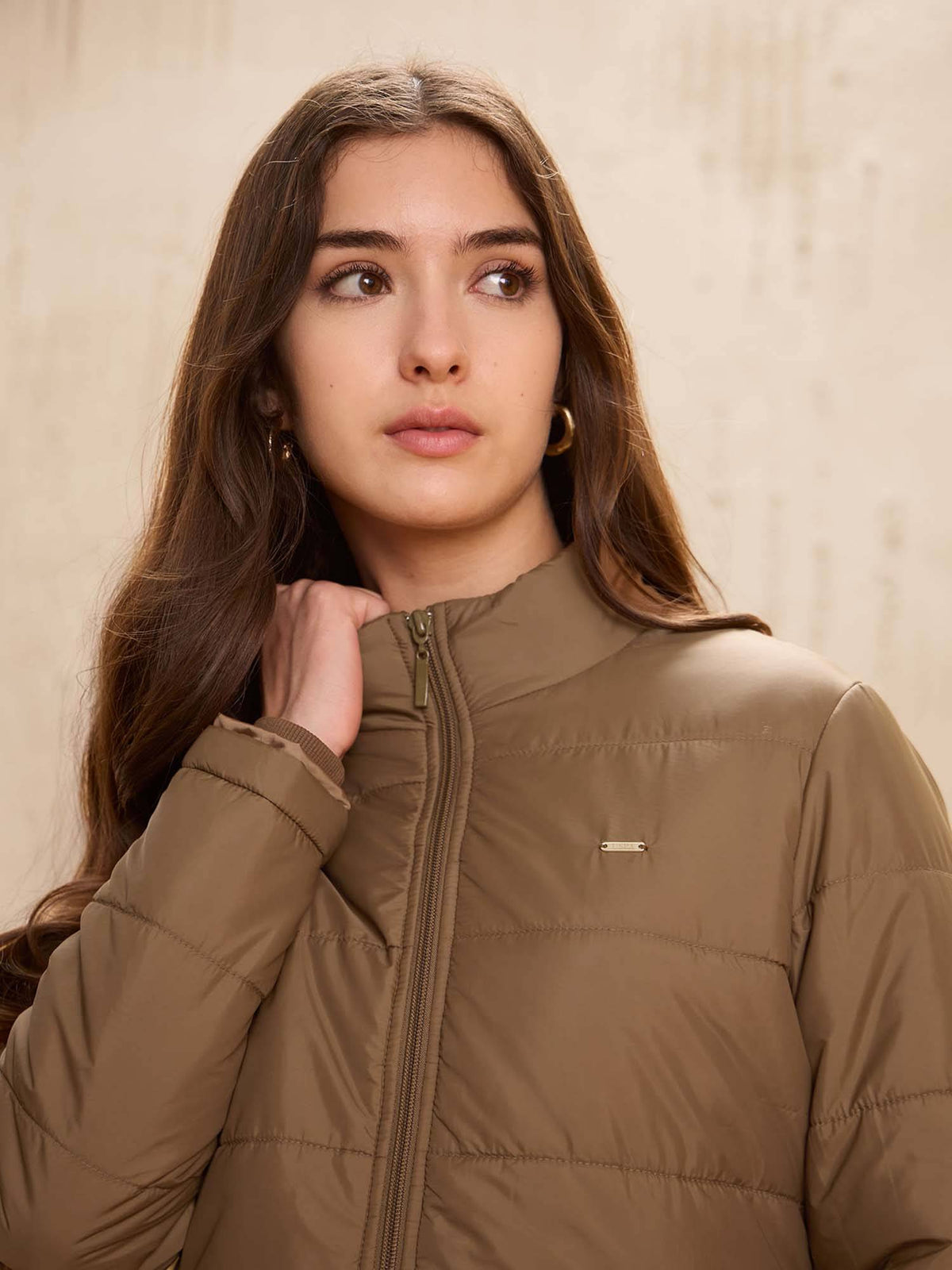 Skinny Fit Solid Padded Brown Puffer Jacket | JC78 - view 7