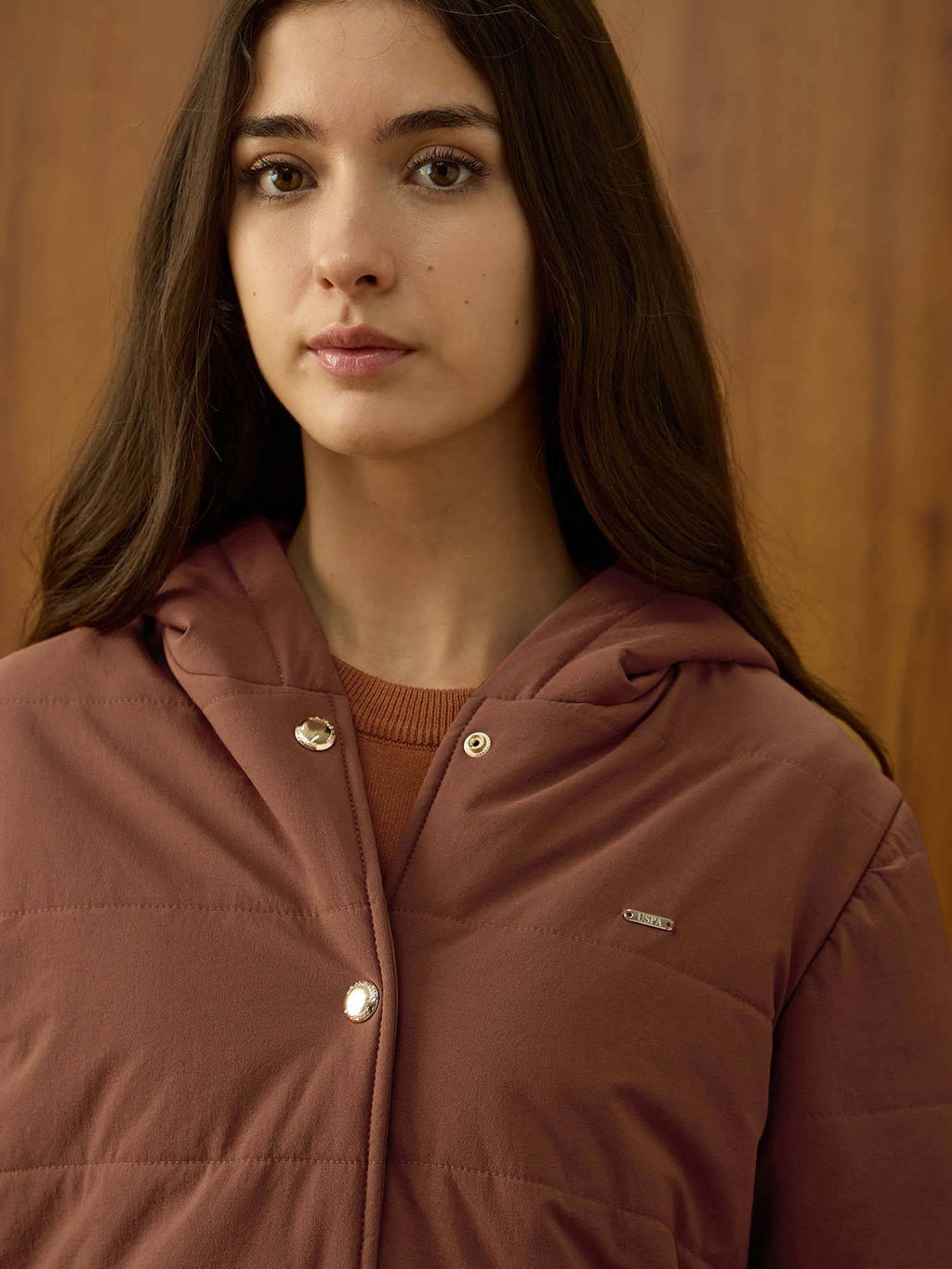 Solid Padded Brown Puffer Jacket | JC78 - view 7