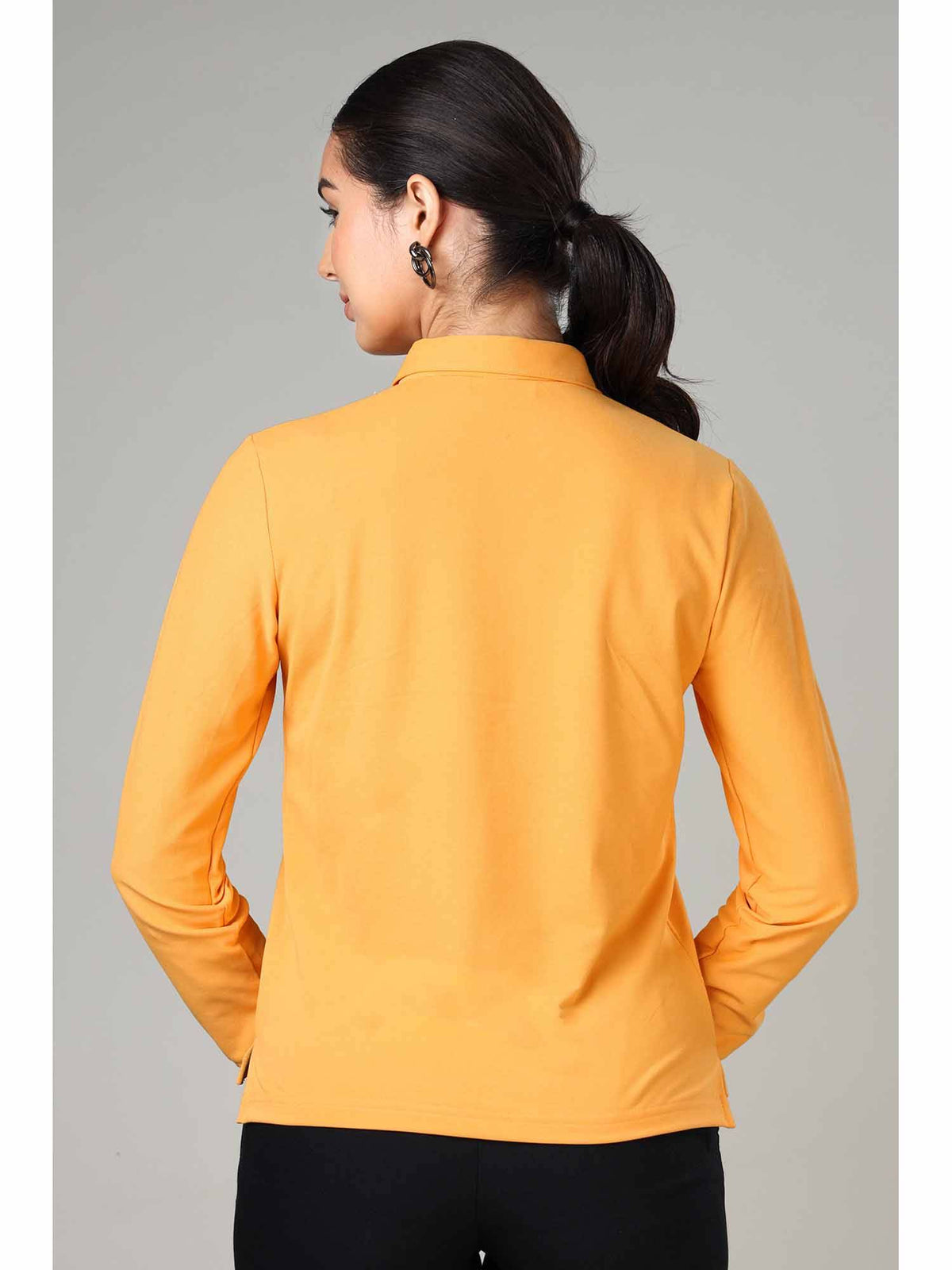 Women's Mustard Long Sleeve Polo T-Shirt | PW43 - view 2