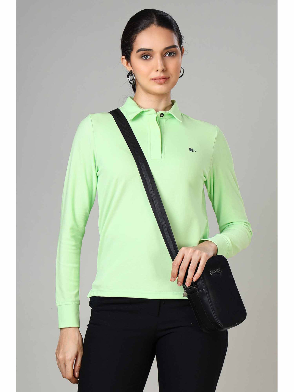 Women's Rose Pink Long Sleeve Polo T-Shirt | PW43 - view 11