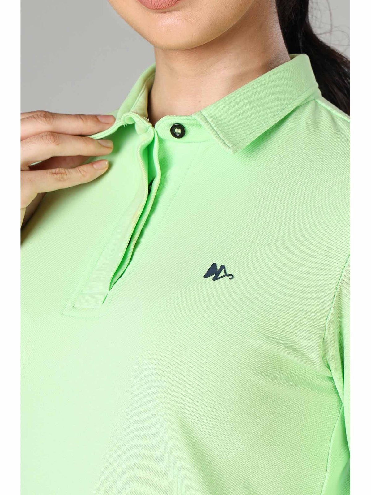 Women's Seafoam Green Long Sleeve Polo T-Shirt | PW43 - view 3