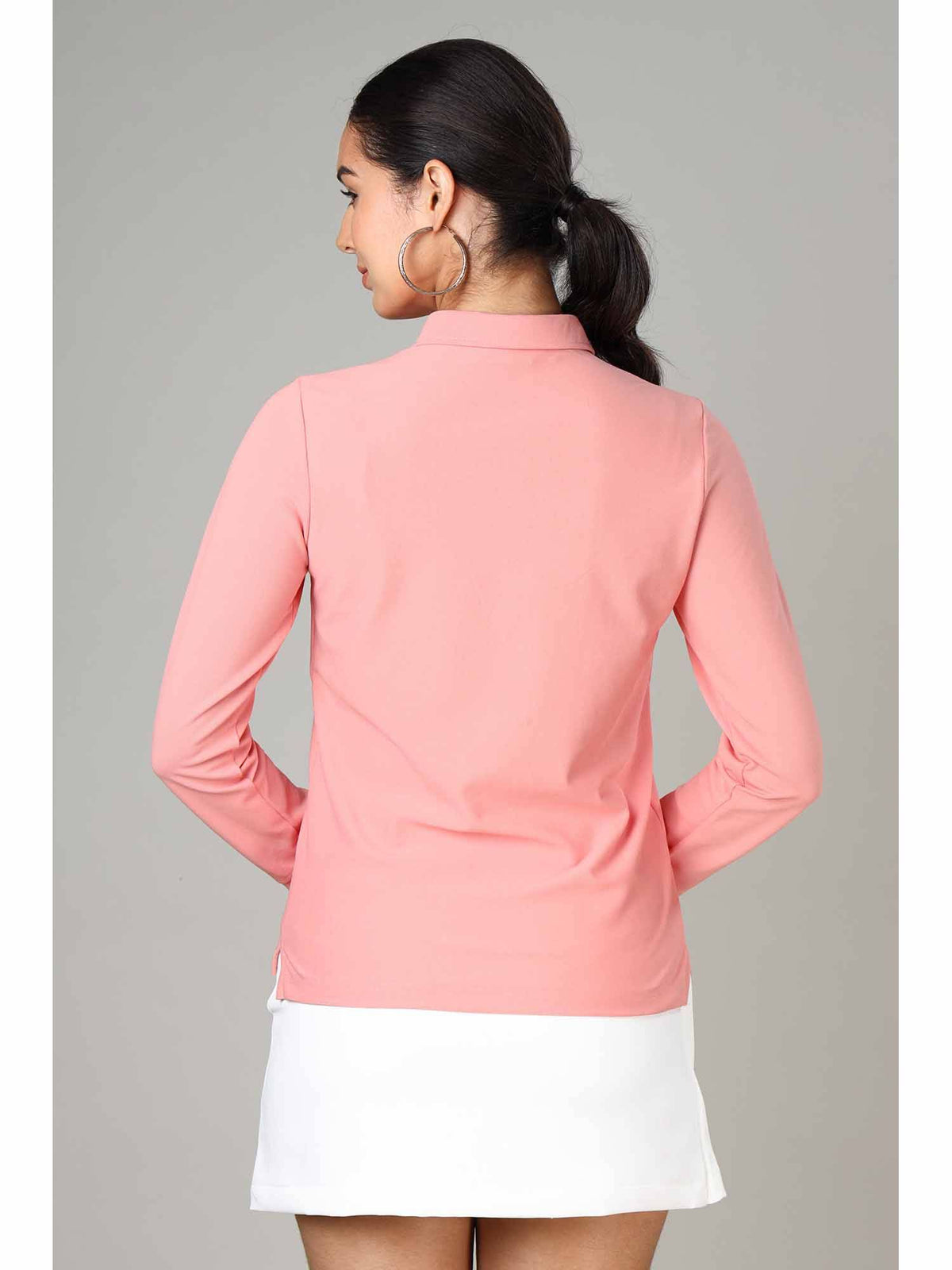 Women's Rose Pink Long Sleeve Polo T-Shirt | PW43 - view 2