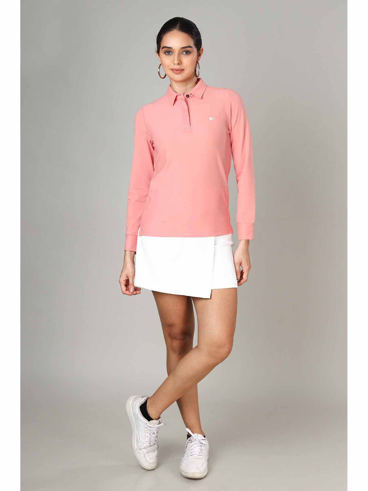 Women's Rose Pink Long Sleeve Polo T-Shirt | PW43 - view 3