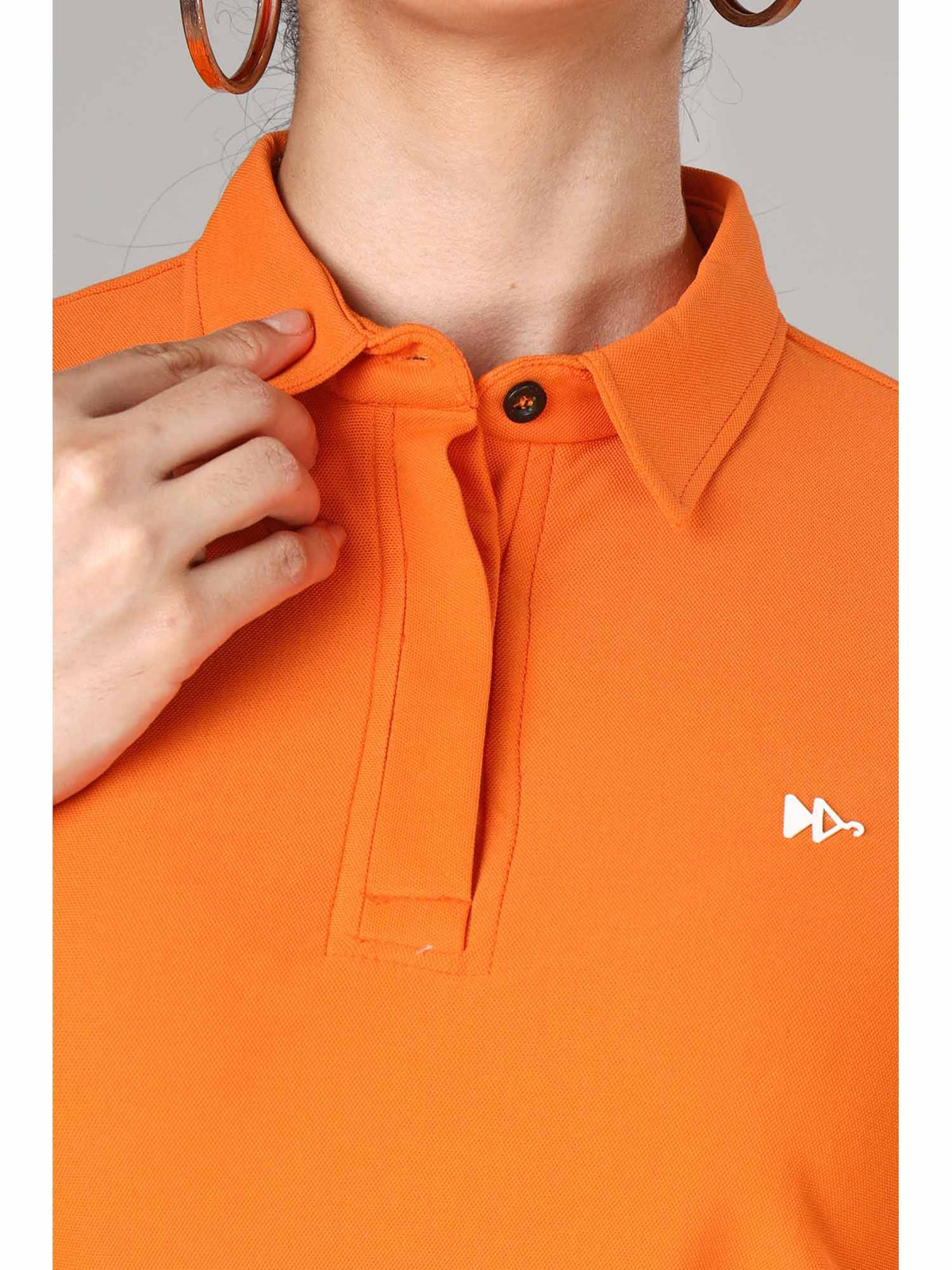Women's Apricot Orange Long Sleeve Polo T-Shirt | PW43 - view 3