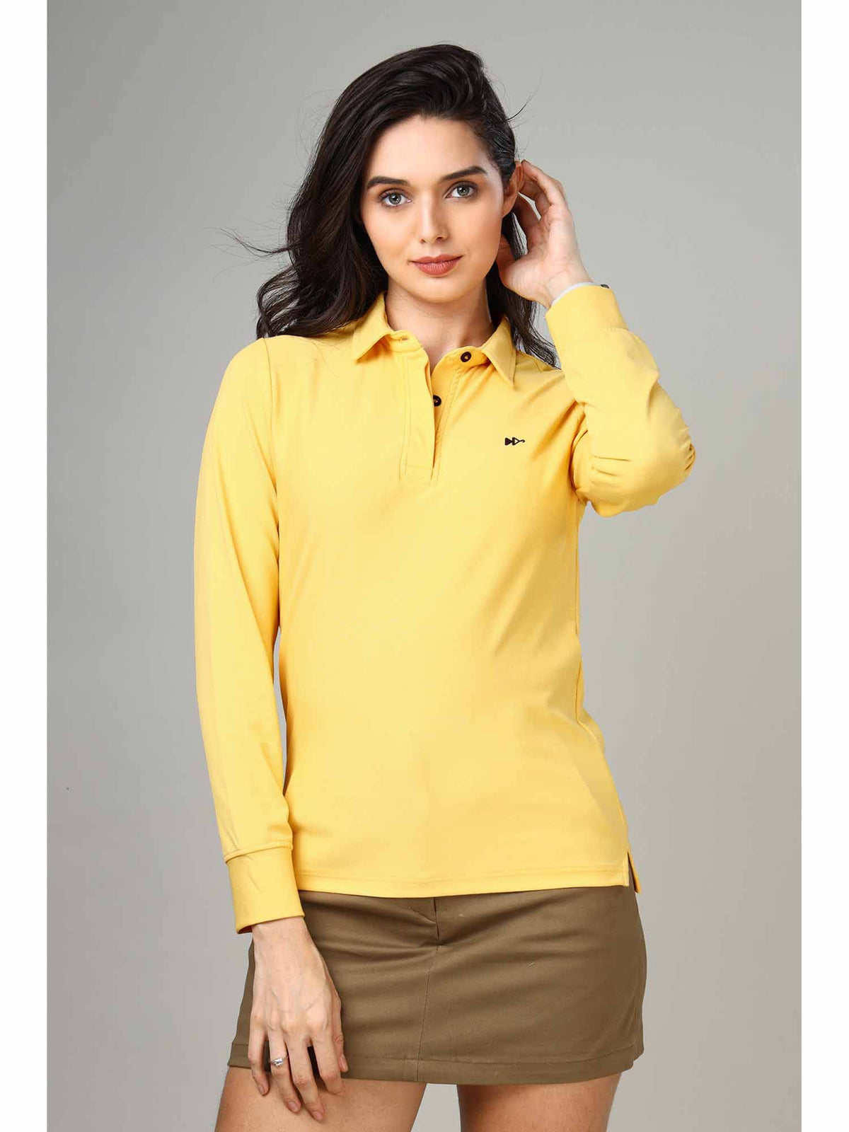 Women's Seafoam Green Long Sleeve Polo T-Shirt | PW43 - view 19