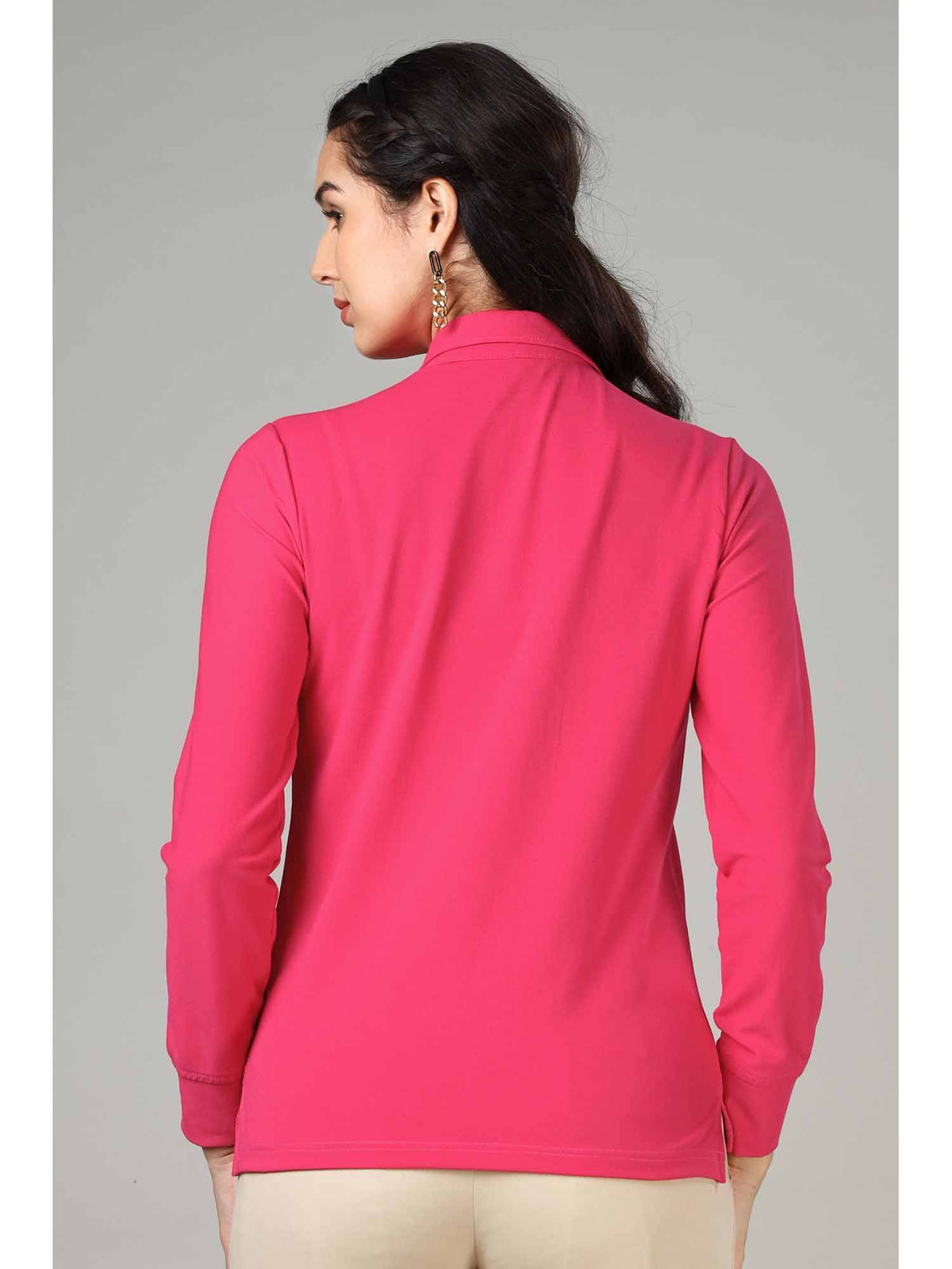Women's Royal Blue Long Sleeve Polo T-Shirt | PW43 - view 6