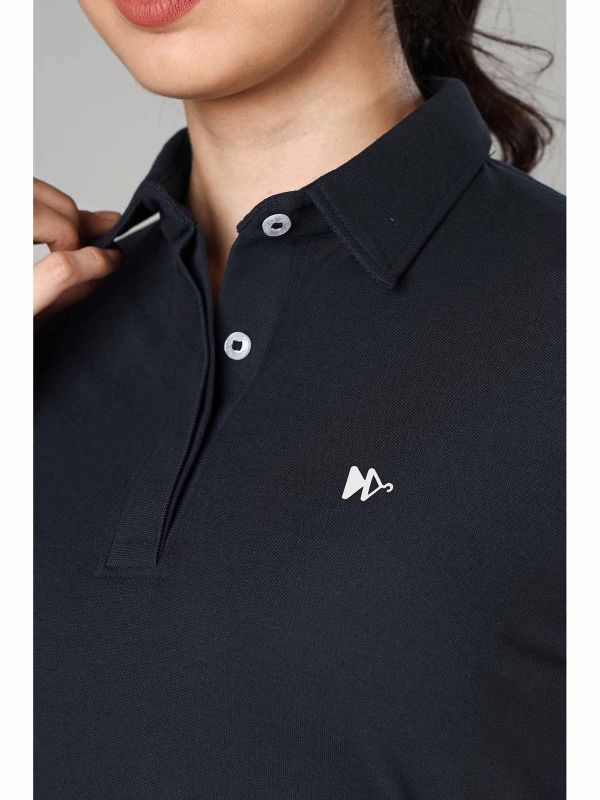 Women's Navy Blue Long Sleeve Polo T-Shirt | PW43 - view 4