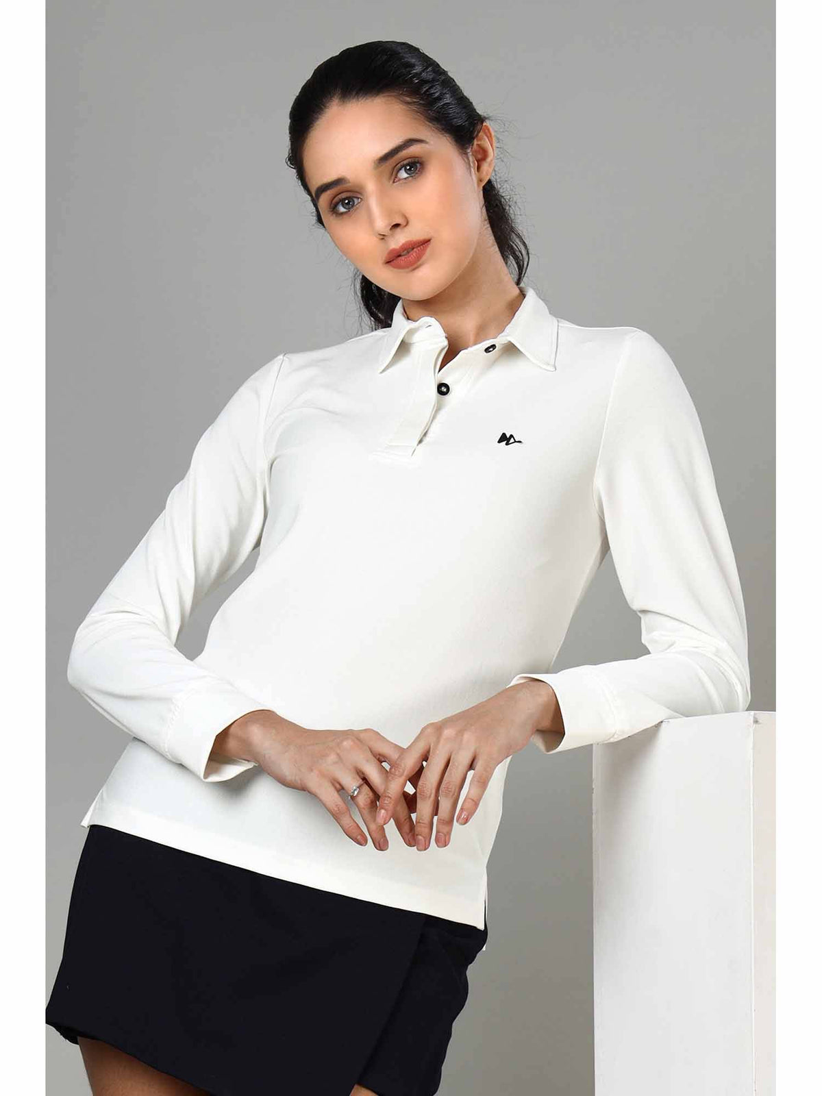 Women's White Long Sleeve Polo T-Shirt | PW43 - view 1