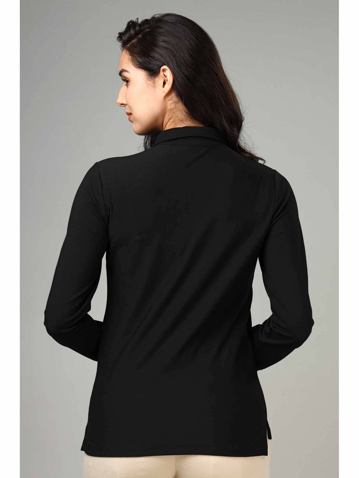Women's Onion Pink Long Sleeve Polo T-Shirt | PW43 - view 6