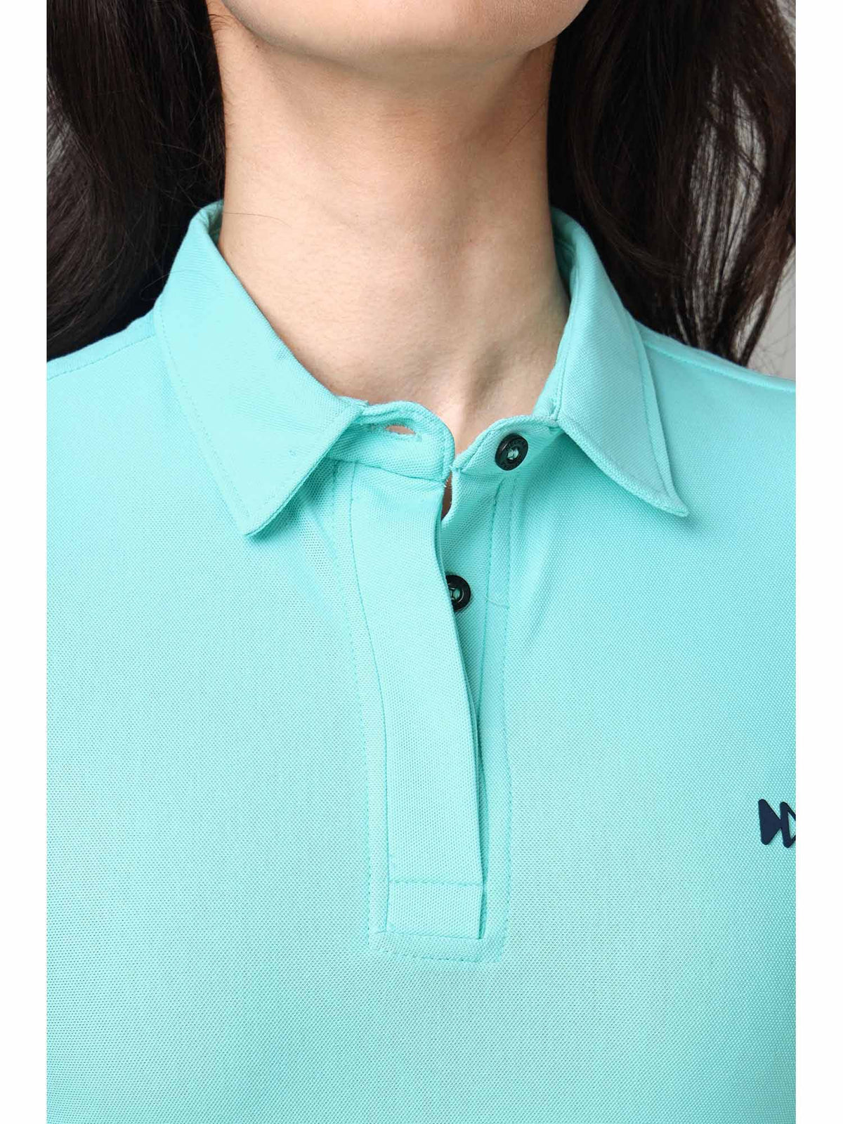 Women's Arctic Blue Long Sleeve Polo T-Shirt | PW43 - view 3