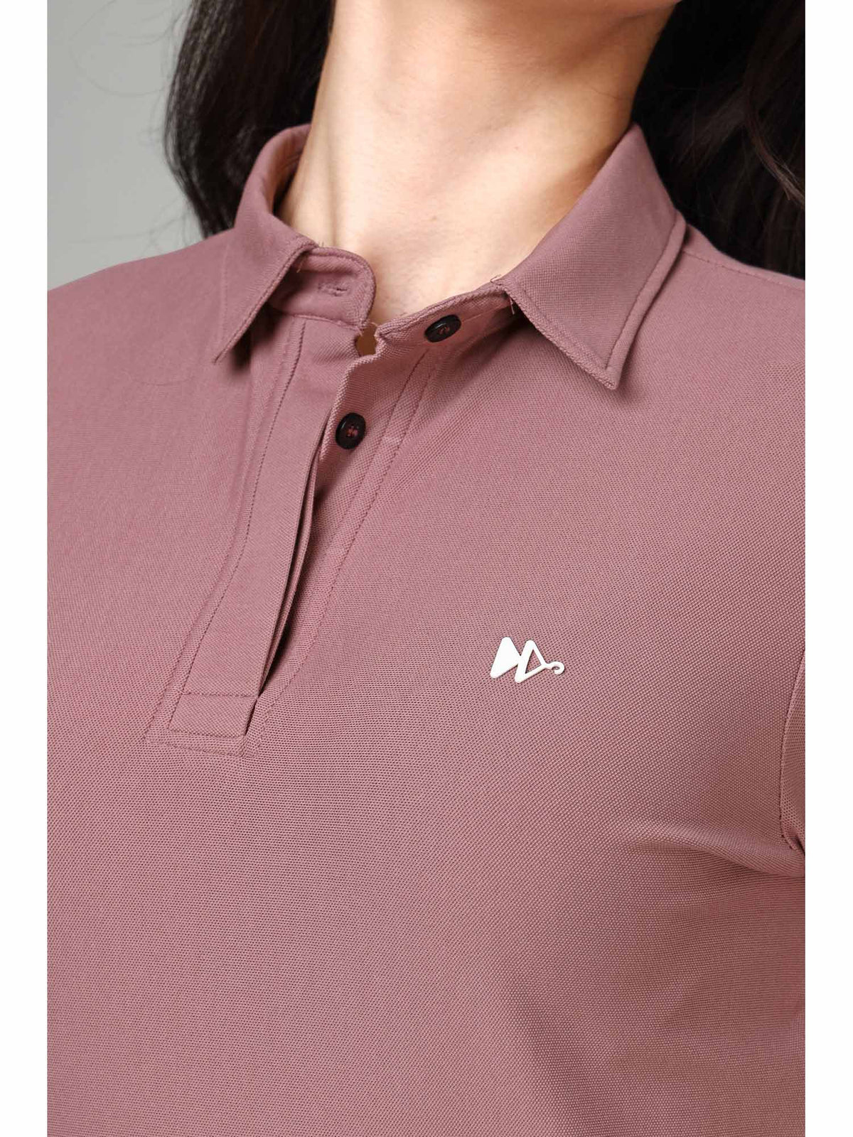 Women's Onion Pink Long Sleeve Polo T-Shirt | PW43 - view 3