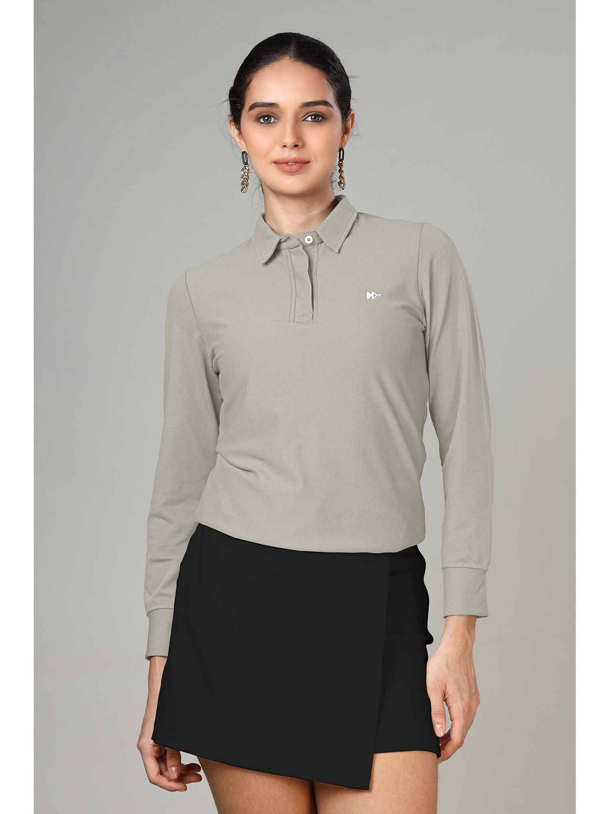 Women's Arctic Blue Long Sleeve Polo T-Shirt | PW43 - view 9