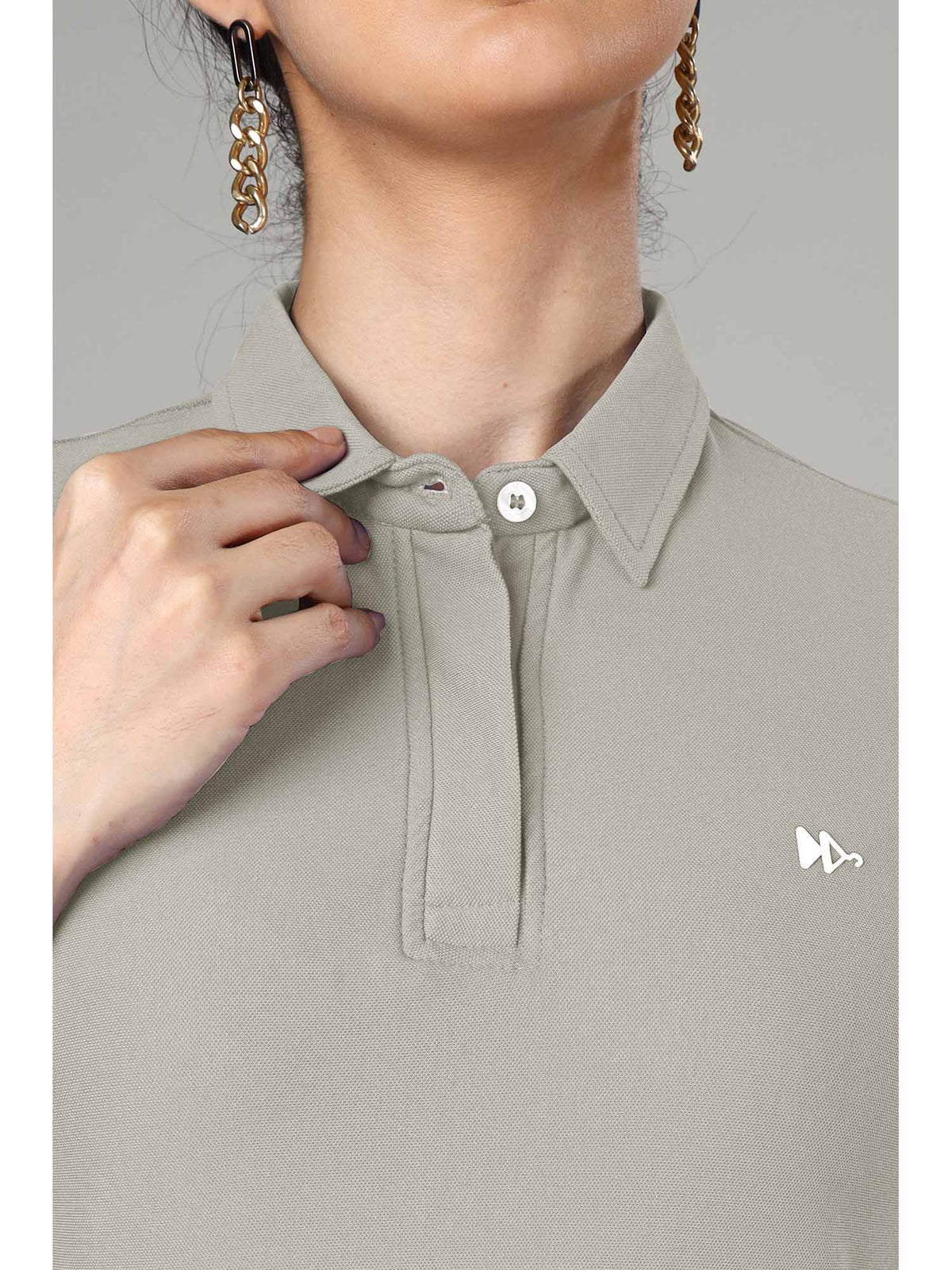 Women's Grey Long Sleeve Polo T-Shirt | PW43 - view 3