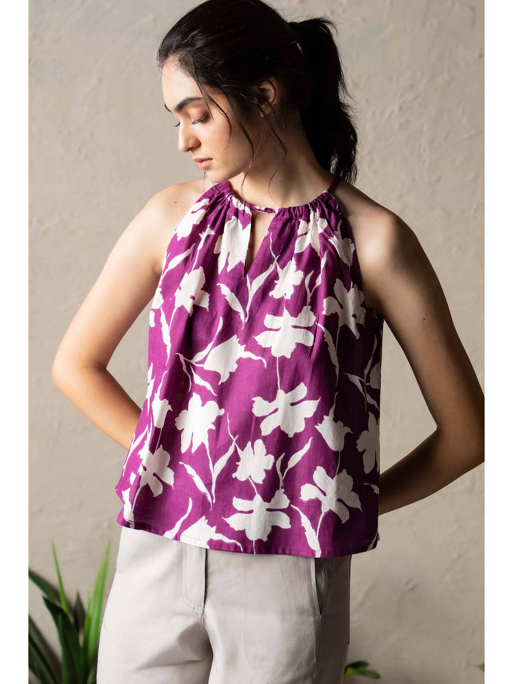 Corner Bloom Top - Purple | HT67 - view 1