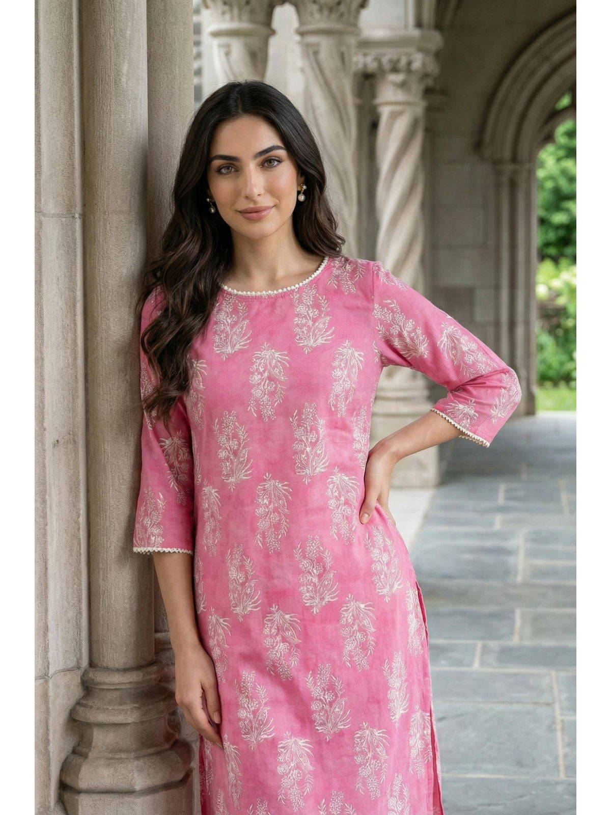Pink Floral Kurta | FY93 - view 2