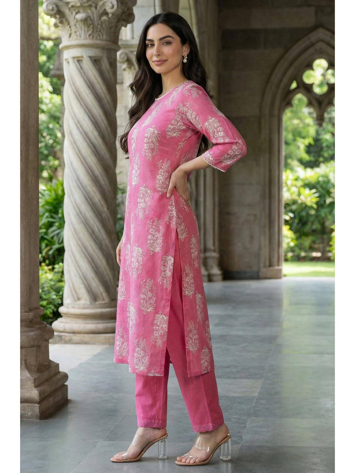 Pink Floral Kurta | KDG - view 3