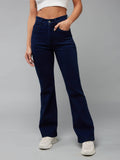 Womens Navy Blue Bootcut High Rise Stretchable Shaping Denim Jeans | BT10 - view 1