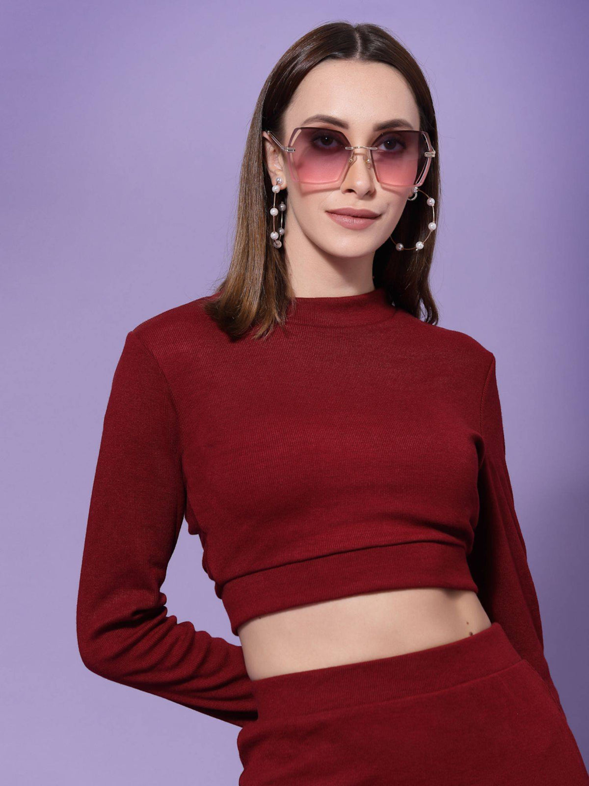 Mauve Cut Out Crop Top | CT61 - view 7