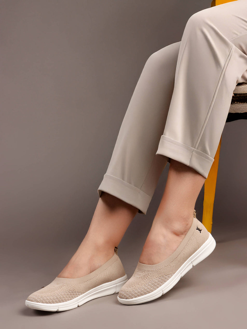 Patterned Comfort Casual Ballerinas Beige | F61 - view 1