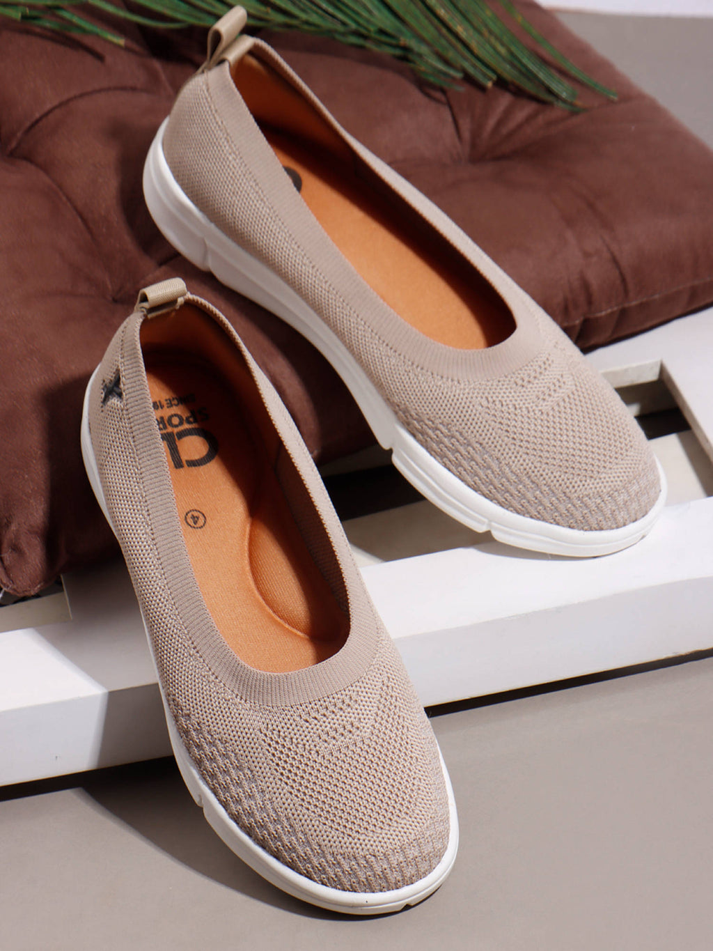 Patterned Comfort Casual Ballerinas Beige | F61 - view 4