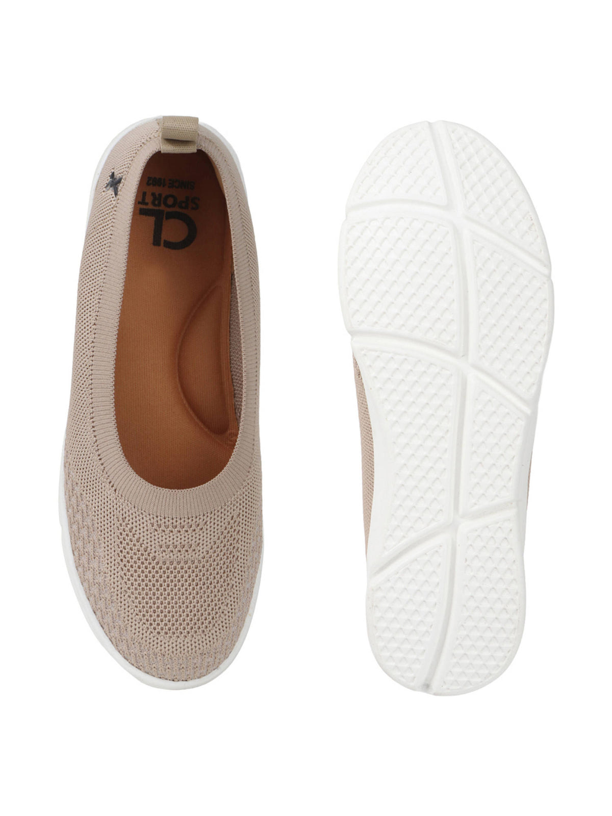 Patterned Comfort Casual Ballerinas Beige | F61 - view 8