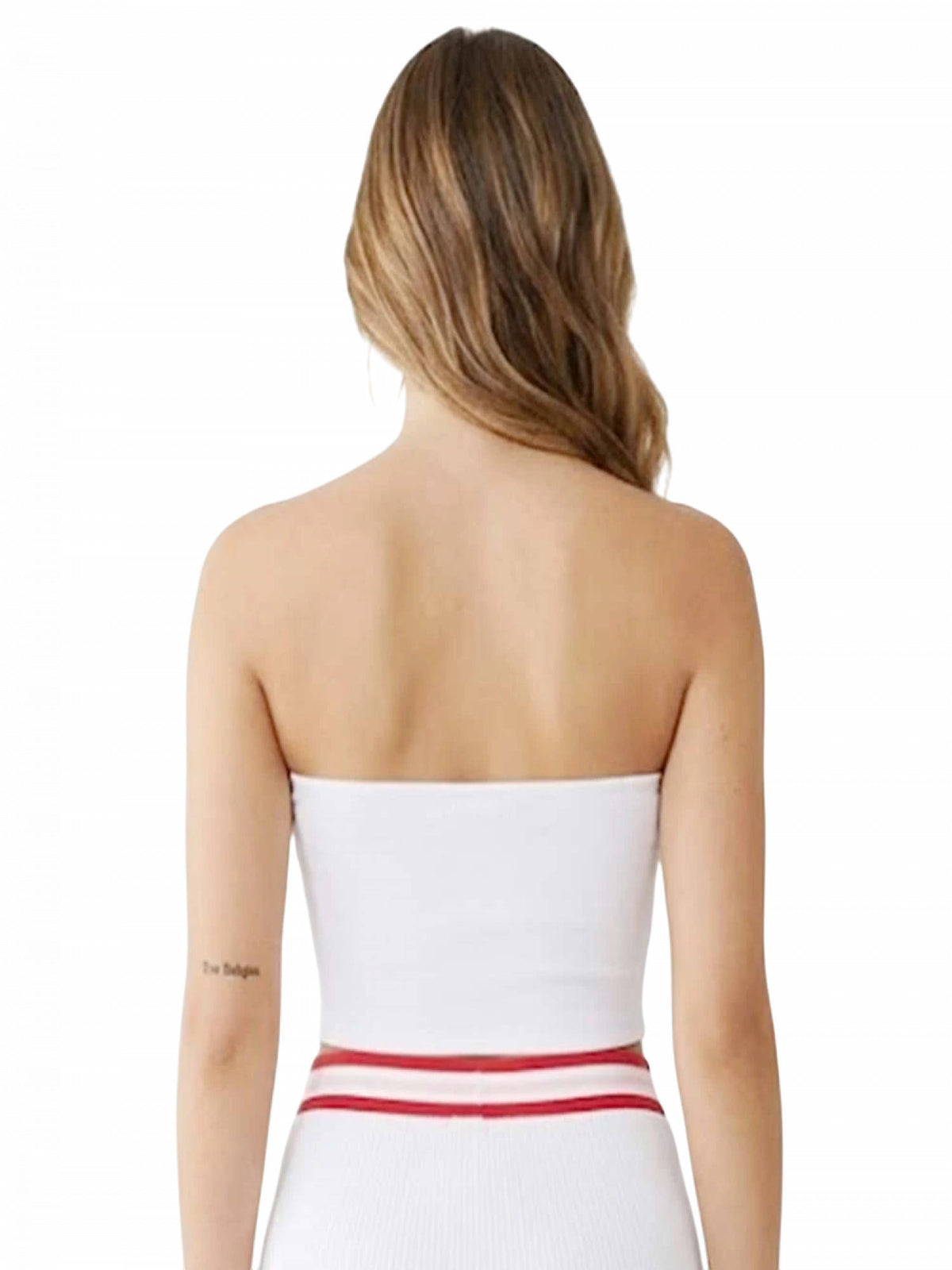 White Embellished Logo Tube Top | TT90 - view 2