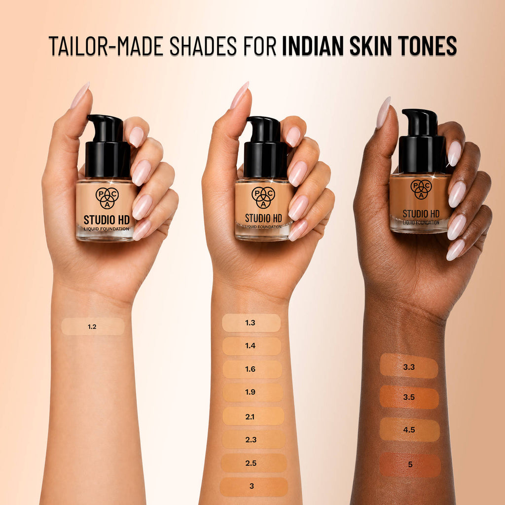 Studio HD Liquid Foundation Mini - Lightweight Dewy Satin Finish, Medium Buildable Coverage | F14 - view 7