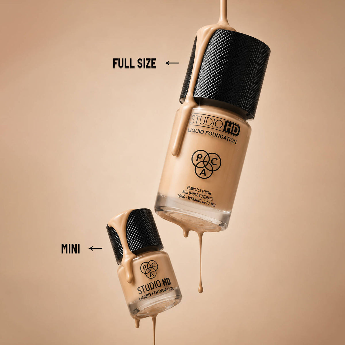 Studio HD Liquid Foundation Mini - Lightweight Dewy Satin Finish, Medium Buildable Coverage | F14 - view 8