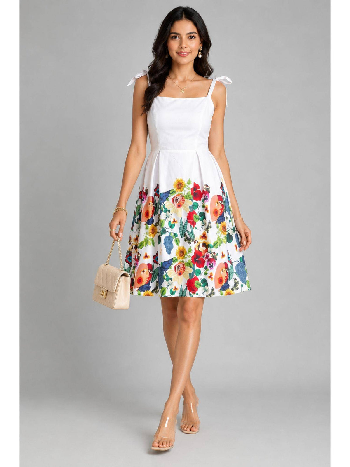 Magenta Floral Print Fit & Flare Dress | D56 - view 24