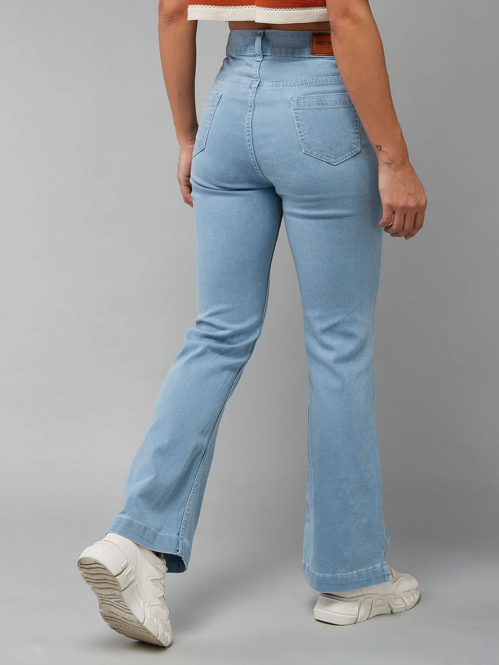 Womens Light Blue Bootcut High Rise Stretchable Denim Jeans | BT10 - view 2