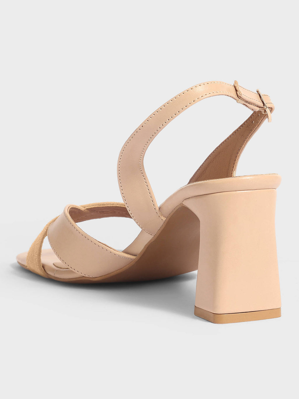 Beige Square Toe Slingback Heels Sandals for Women | H78 - view 3