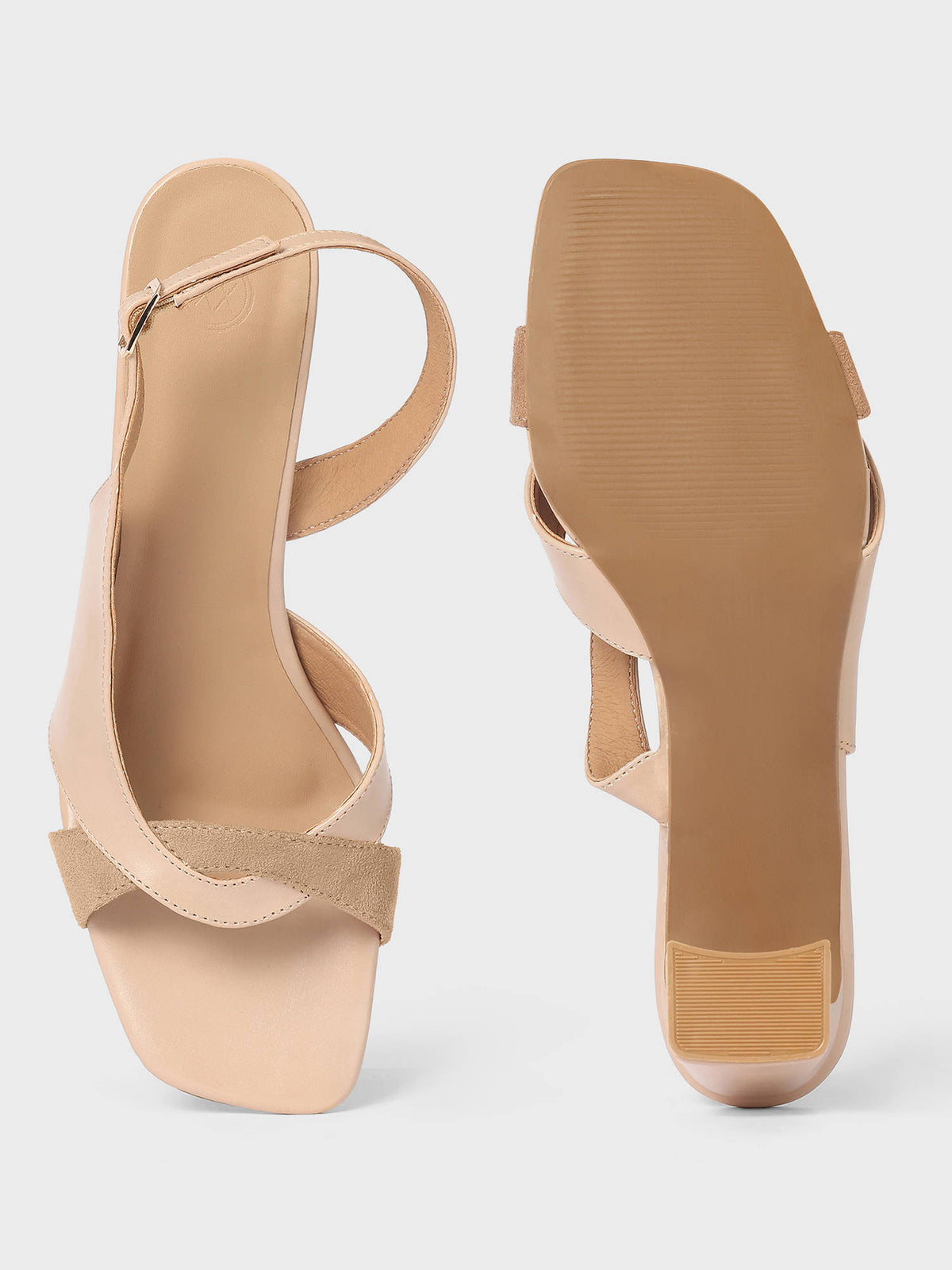 Beige Square Toe Slingback Heels Sandals for Women | H78 - view 4
