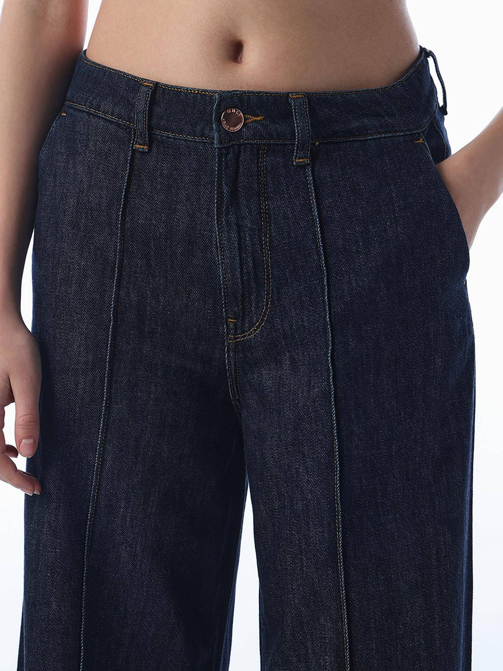 Women Solid Baggy Wide Leg Blue Jeans | BG78 - view 2