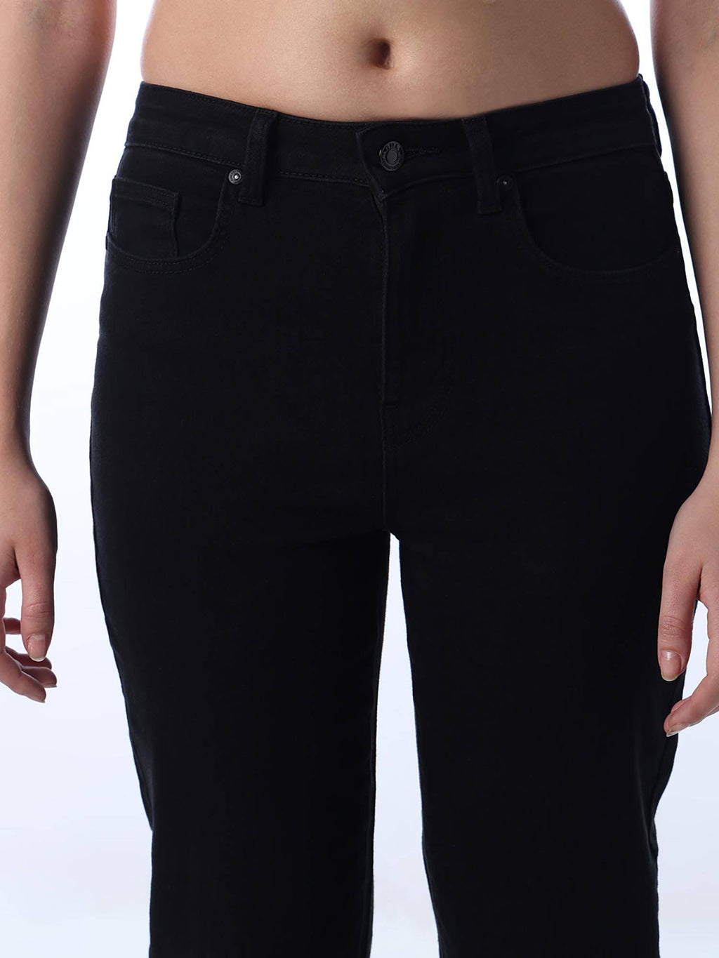Women Solid Straight Fit Black Jeans | BG78 - view 2