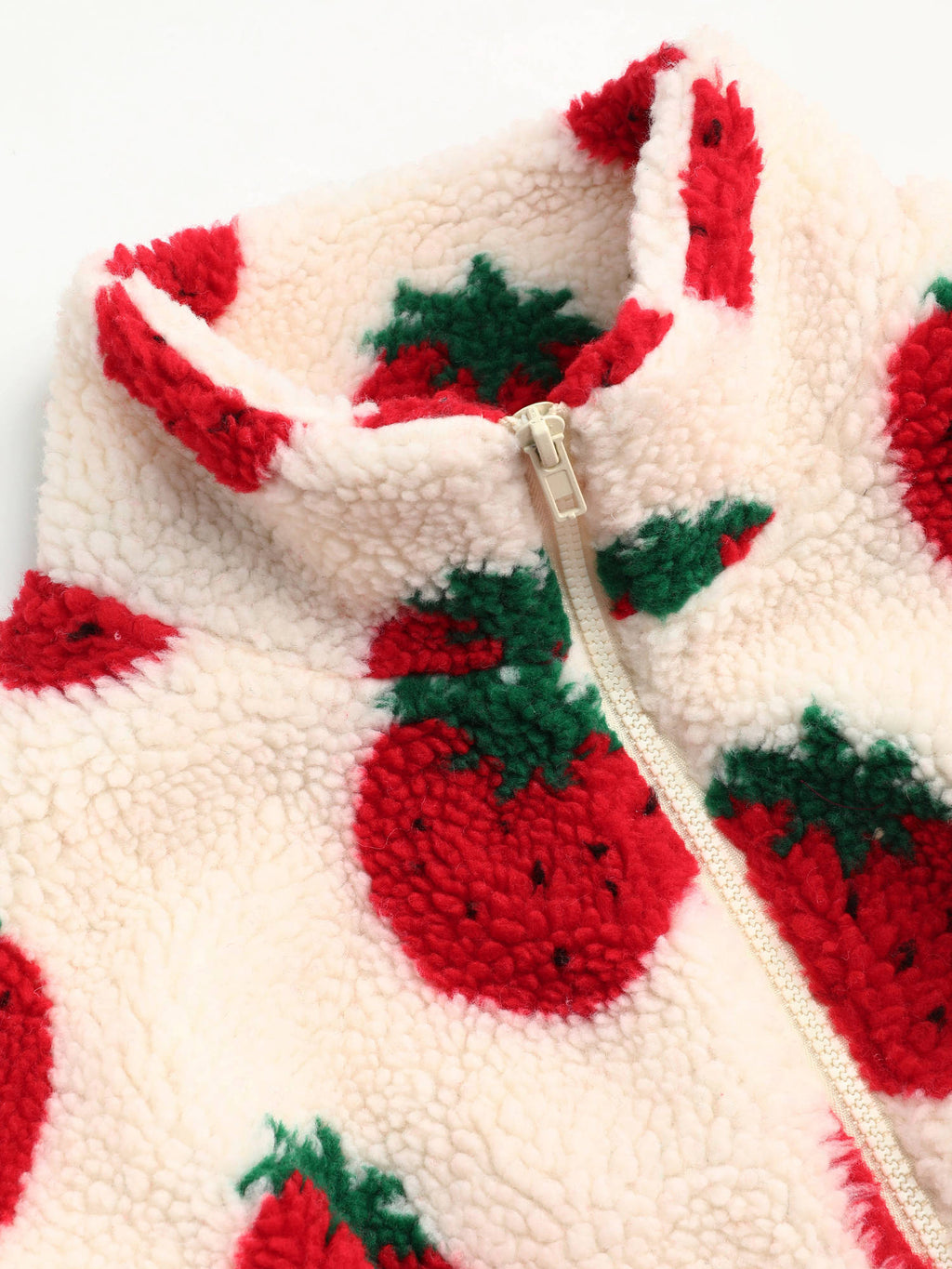 Fleece High Neck Strawberry Pocket Drawstring Oversized Jacket | JC78 - view 4