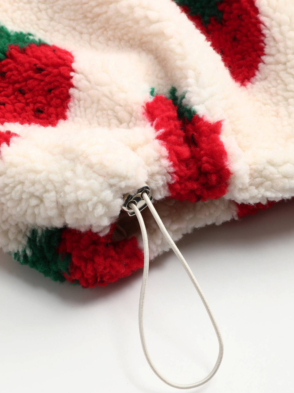 Fleece High Neck Strawberry Pocket Drawstring Oversized Jacket | JC78 - view 6