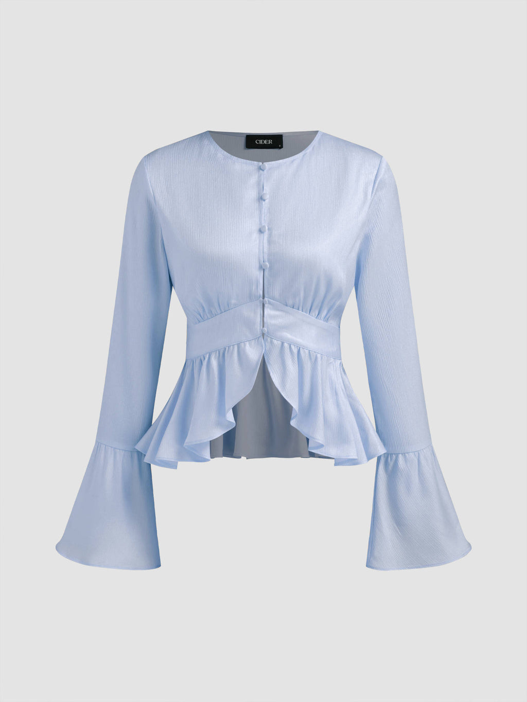 Round Neckline Ruffle Hem Blouse | S67 - view 12