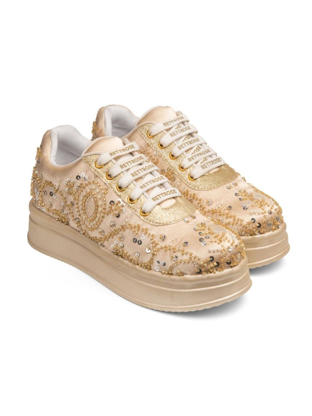 Beige Khwaab Embellished Sneakers | SN09 - view 3