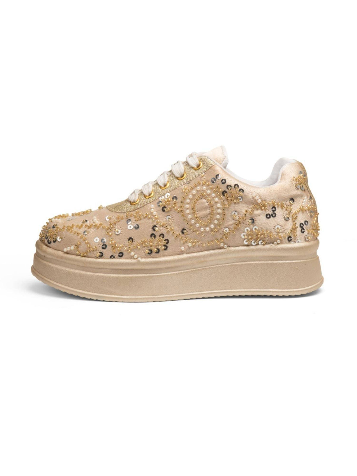 Beige Khwaab Embellished Sneakers | SN09 - view 5